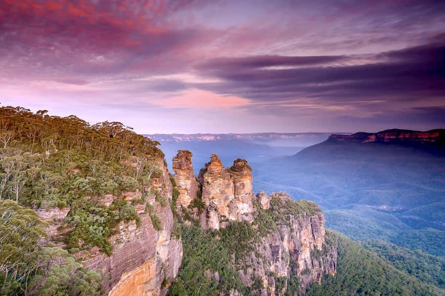 Blue Mountains Sunset Waterfalls Wildlife Tour From Sydney - Jamison Valley bush walk and the Wentworth Falls staircase payoff