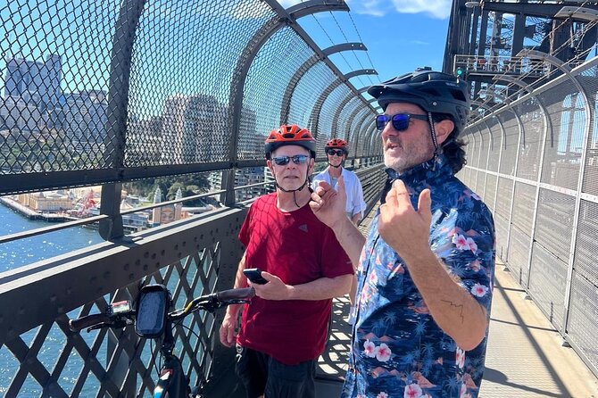 Guided Electric Bike Tour of Sydney with Bluetooth helmets - Pyrmont Bridge and the swing-bridge moment