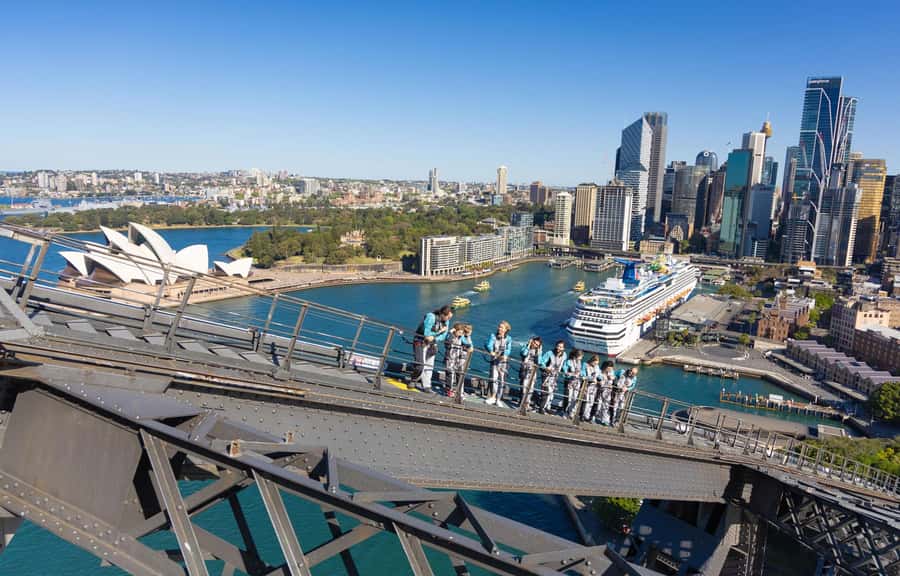 Sydney: Guided Daytime Summit Climb of Sydney Harbour Bridge - What the view looks like from the top (Opera House to Darling Harbour)
