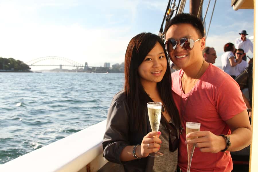 Sydney: Tall Ship Harbour Twilight Dinner Cruise - Hands-on sailing: hoist sails, steer, and learn the work